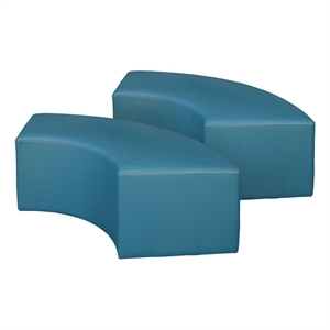 Aurora Curved Vinyl Ottoman (Set of 2)- Peacock Teal