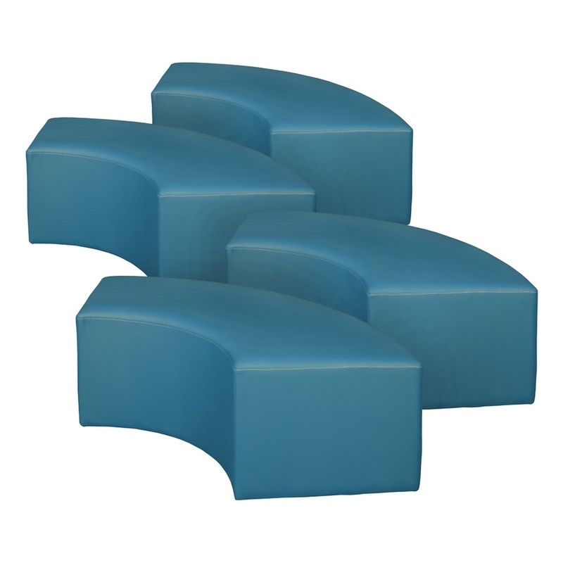 Aurora Curved Vinyl Ottoman (Set of 4)- Peacock Teal