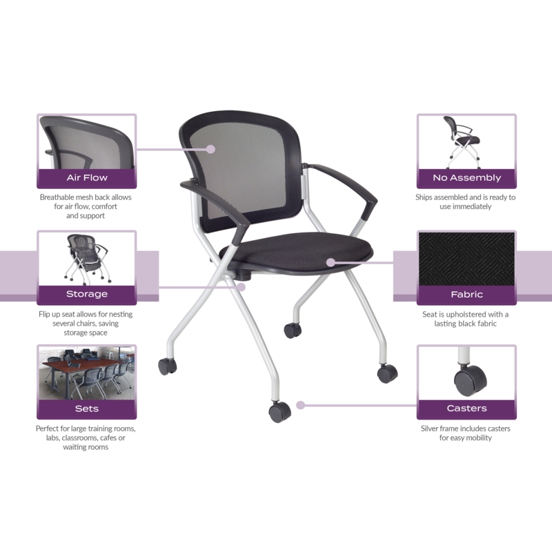 Regency Cadence High Back w/ Padded Fabric Seat Nesting Chair (20 pack)- Black