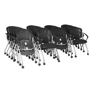 Regency Cadence High Back w/ Padded Fabric Seat Nesting Chair (20 pack)- Black