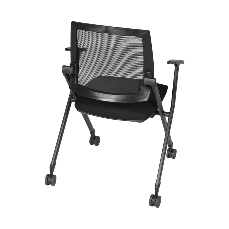 Regency Pulse High Back with Padded Fabric Seat Nesting Chair (12 pack)- Black