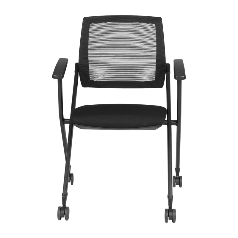 Regency Pulse High Back with Padded Fabric Seat Nesting Chair (12 pack)- Black
