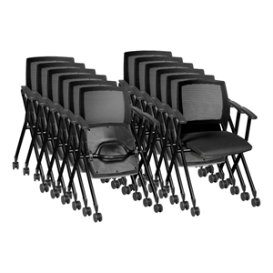Regency Pulse High Back with Padded Fabric Seat Nesting Chair (12 pack)- Black