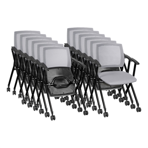 Regency Pulse High Back with Padded Fabric Seat Nesting Chair (12 pack)- Grey
