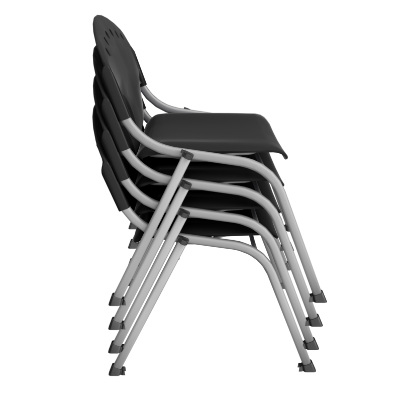 Regency Rico Classroom Training Stack Chair Armless - Black - 4 Pack
