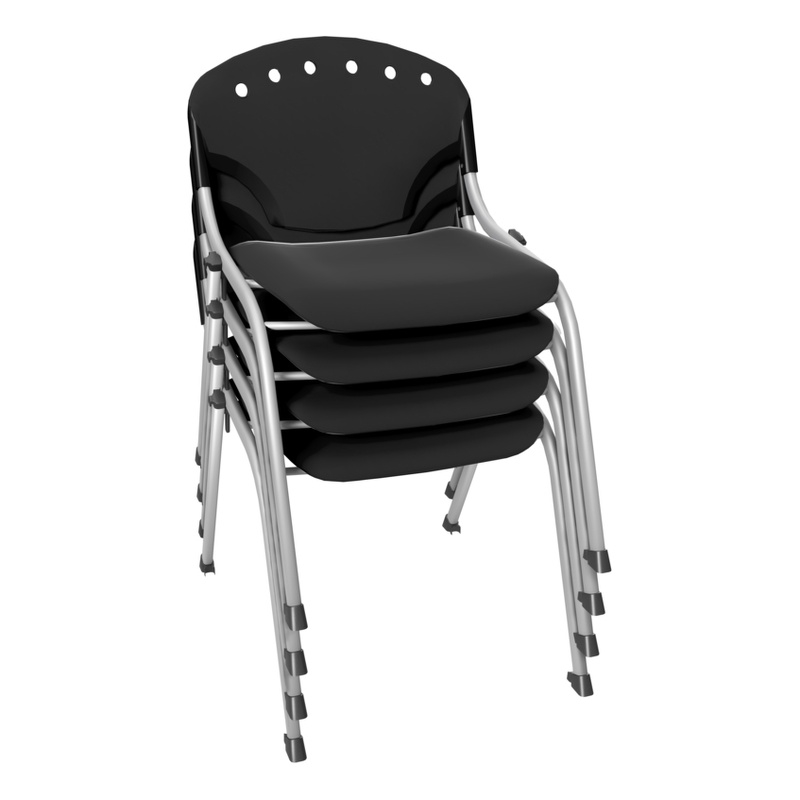 Regency Rico Classroom Training Stack Chair Armless - Black - 4 Pack