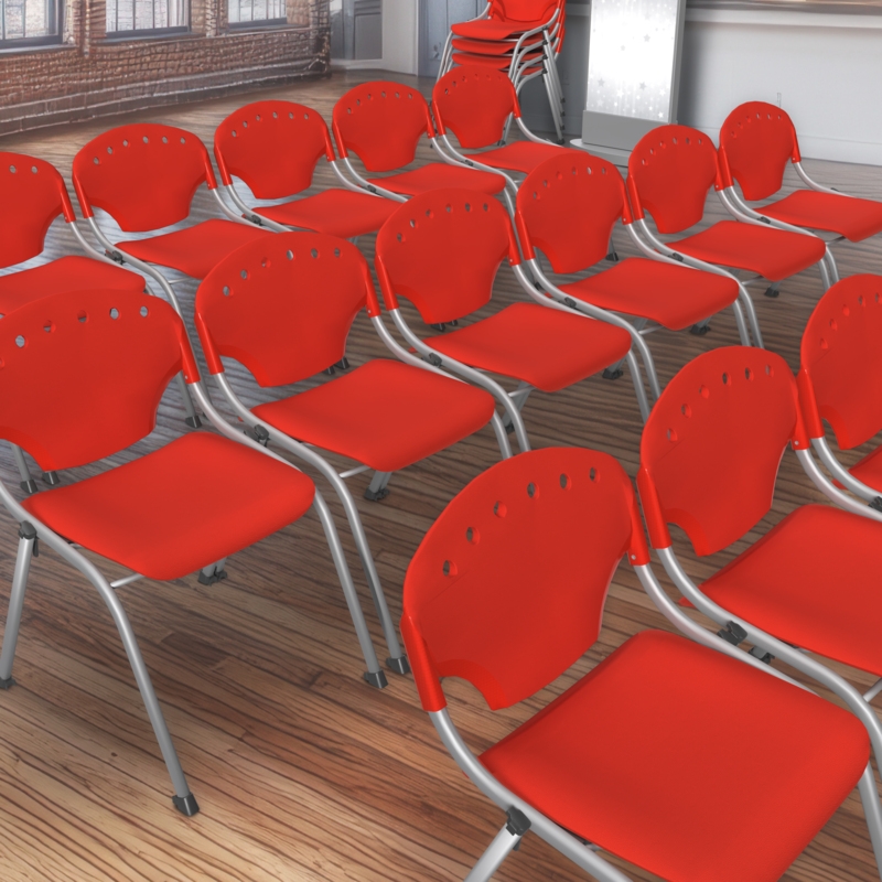 Regency Rico Classroom Training Stack Chair Armless - Red - 4 Pack