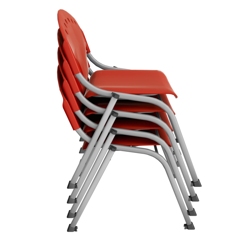 Regency Rico Classroom Training Stack Chair Armless - Red - 4 Pack
