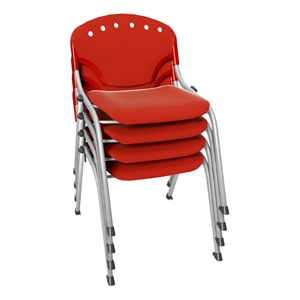 Regency Rico Classroom Training Stack Chair Armless - Red - 4 Pack