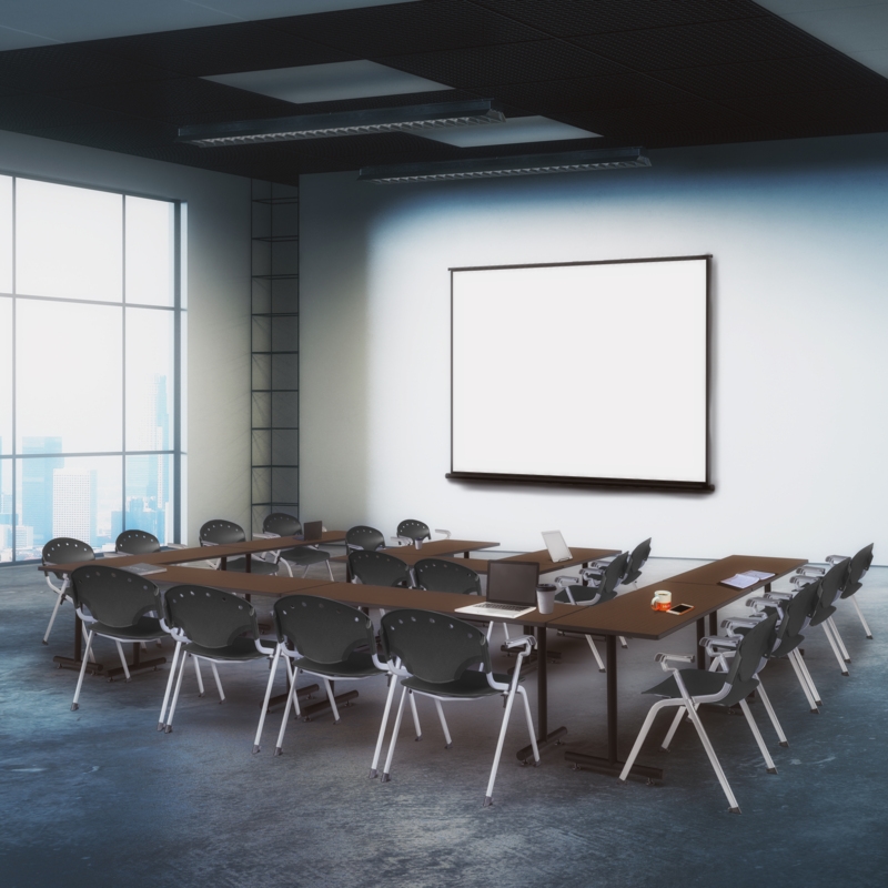 Regency Rico Classroom Training Stack Chair with Arms - Black - 4 Pack
