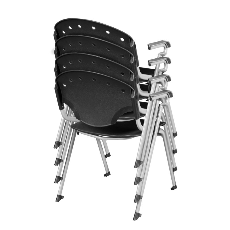 Regency Rico Classroom Training Stack Chair with Arms - Black - 4 Pack