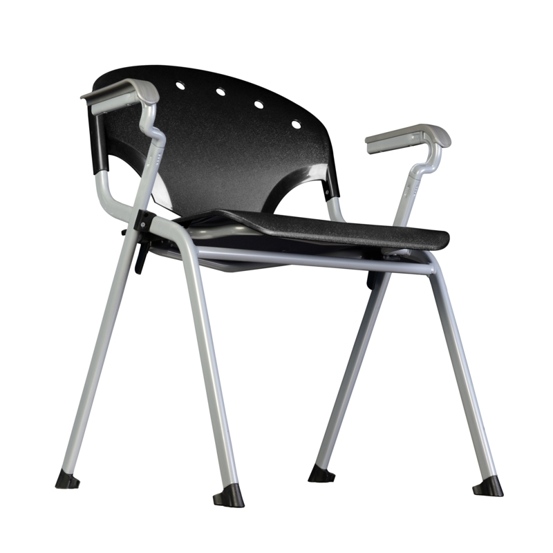 Regency Rico Classroom Training Stack Chair with Arms - Black - 4 Pack