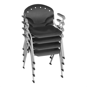 Regency Rico Classroom Training Stack Chair with Arms - Black - 4 Pack