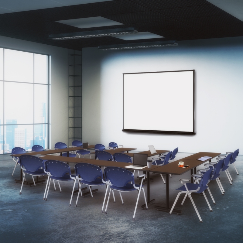 Regency Rico Classroom Training Stack Chair with Arms - Navy Blue - 4 Pack