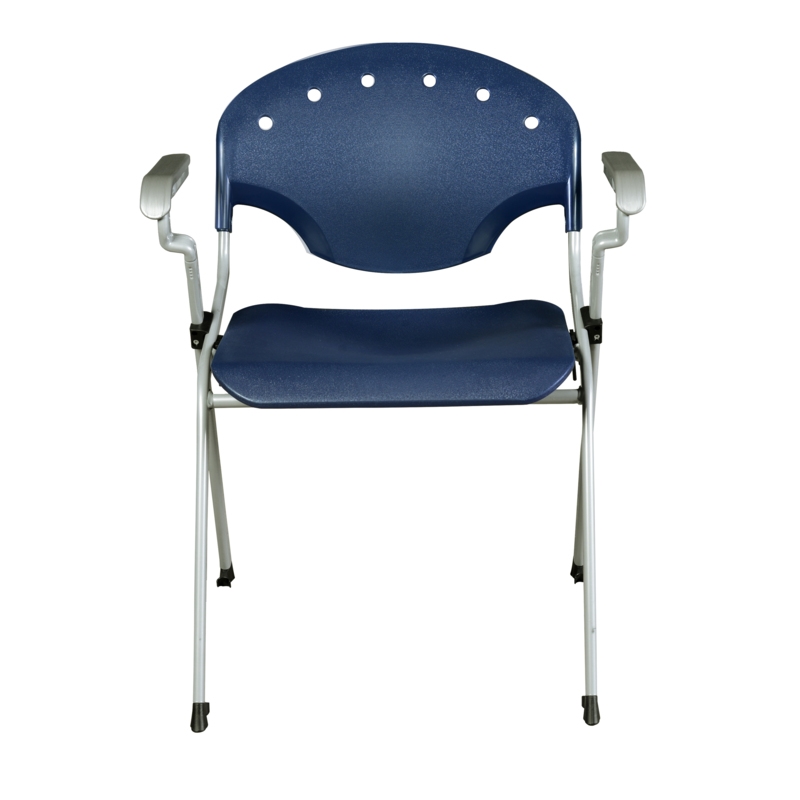 Regency Rico Classroom Training Stack Chair with Arms - Navy Blue - 4 Pack