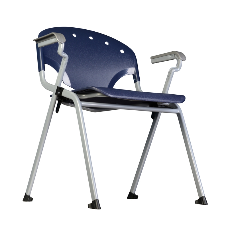 Regency Rico Classroom Training Stack Chair with Arms - Navy Blue - 4 Pack