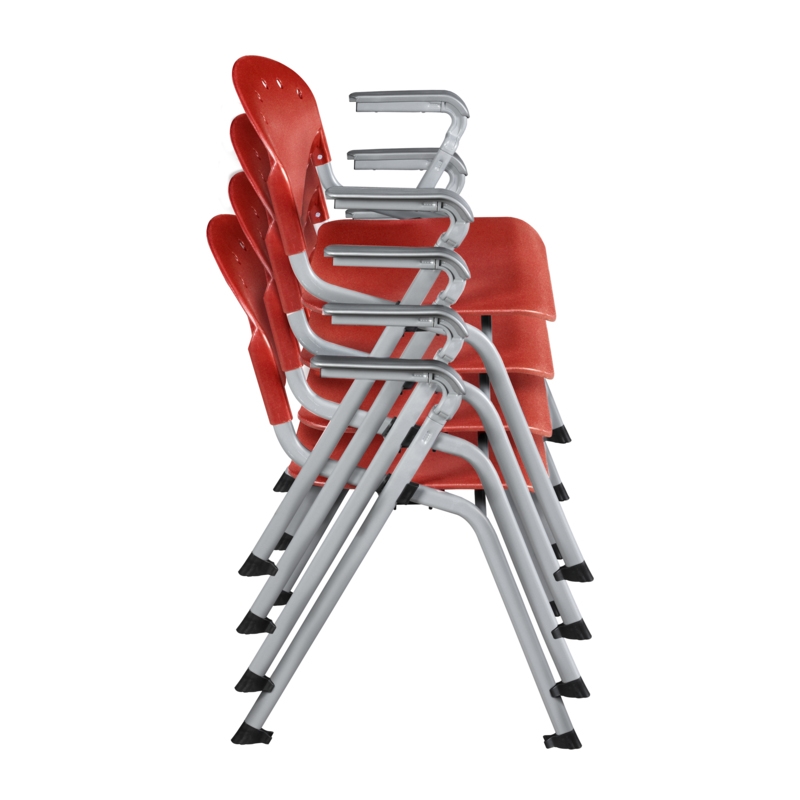 Regency Rico Classroom Training Stack Chair with Arms - Red - 4 Pack