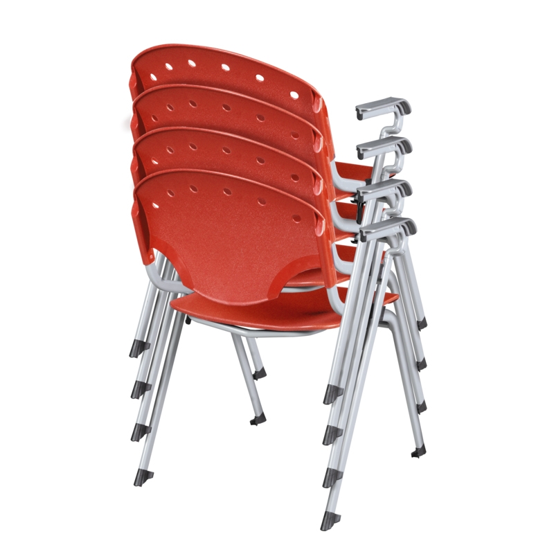 Regency Rico Classroom Training Stack Chair with Arms - Red - 4 Pack