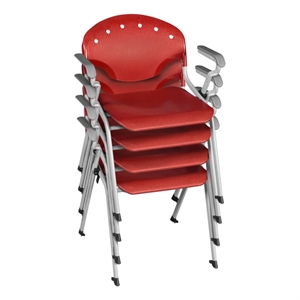Regency Rico Classroom Training Stack Chair with Arms - Red - 4 Pack