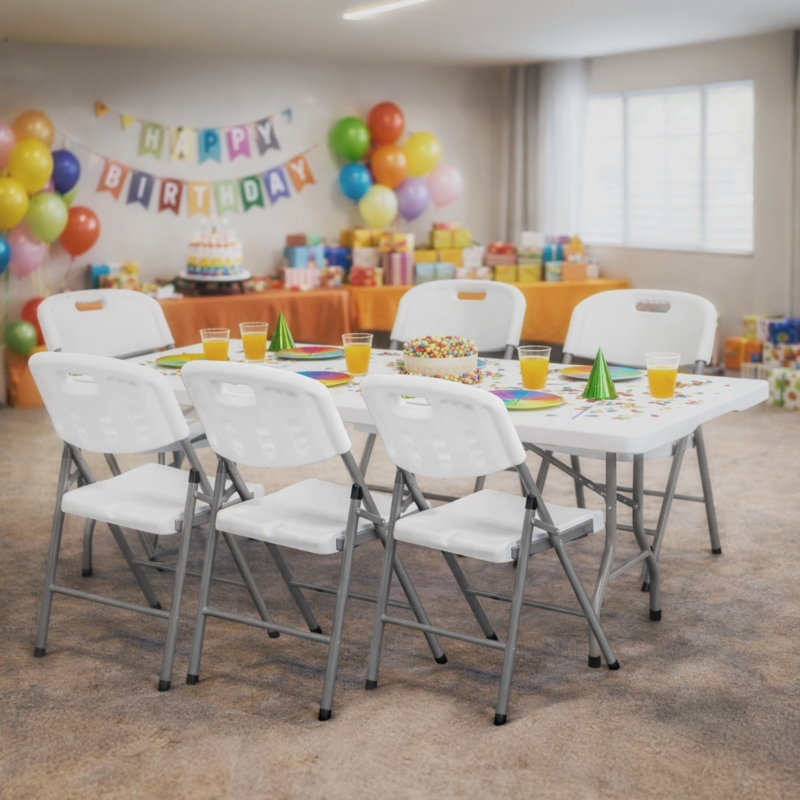 Regency Trestle Series Rectangular Blow Folding Chair - 4 Pack