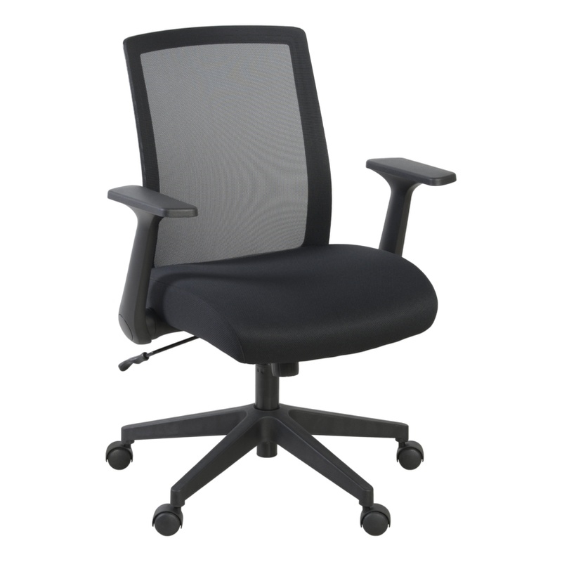 Regency Squire Ergonomic Task Mesh Office Swivel Chair with Flip Up Arms - Black