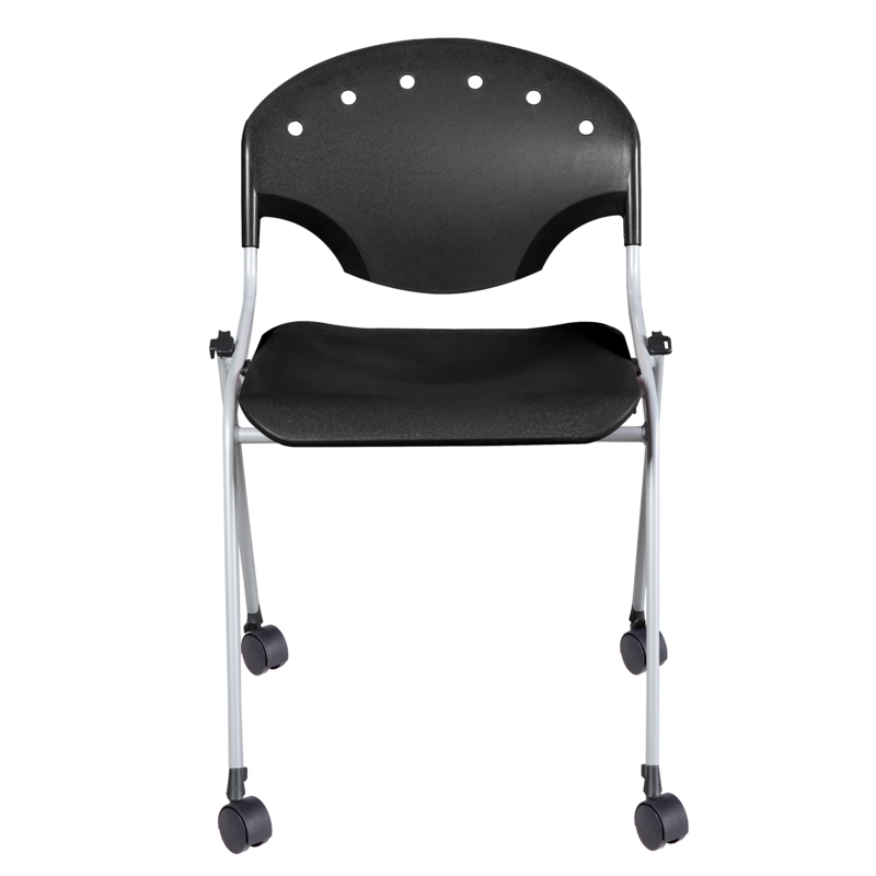Regency Rico Classroom Training Mobile Stack Chair Armless - Black (4 Pack)