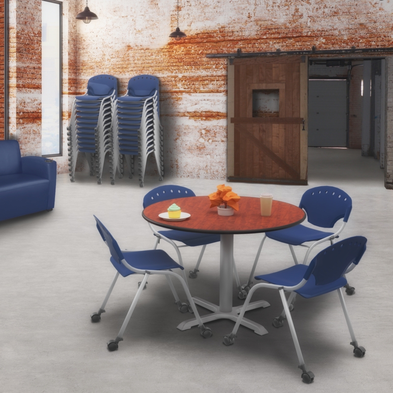 Regency Rico Classroom Training Mobile Stack Chair Armless - Navy Blue (4 Pack)