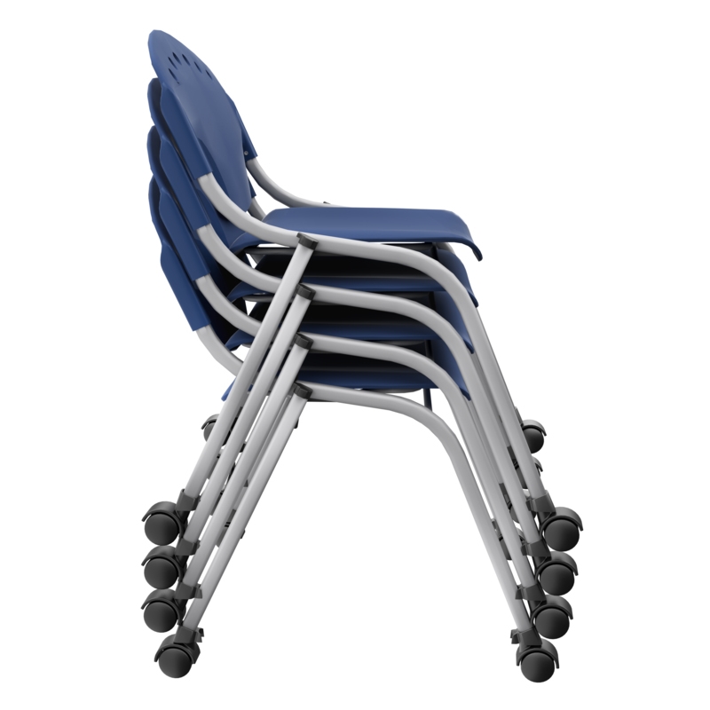Regency Rico Classroom Training Mobile Stack Chair Armless - Navy Blue (4 Pack)