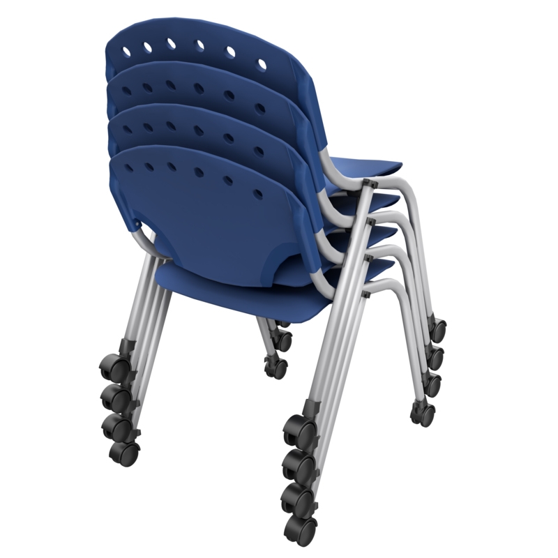 Regency Rico Classroom Training Mobile Stack Chair Armless - Navy Blue (4 Pack)