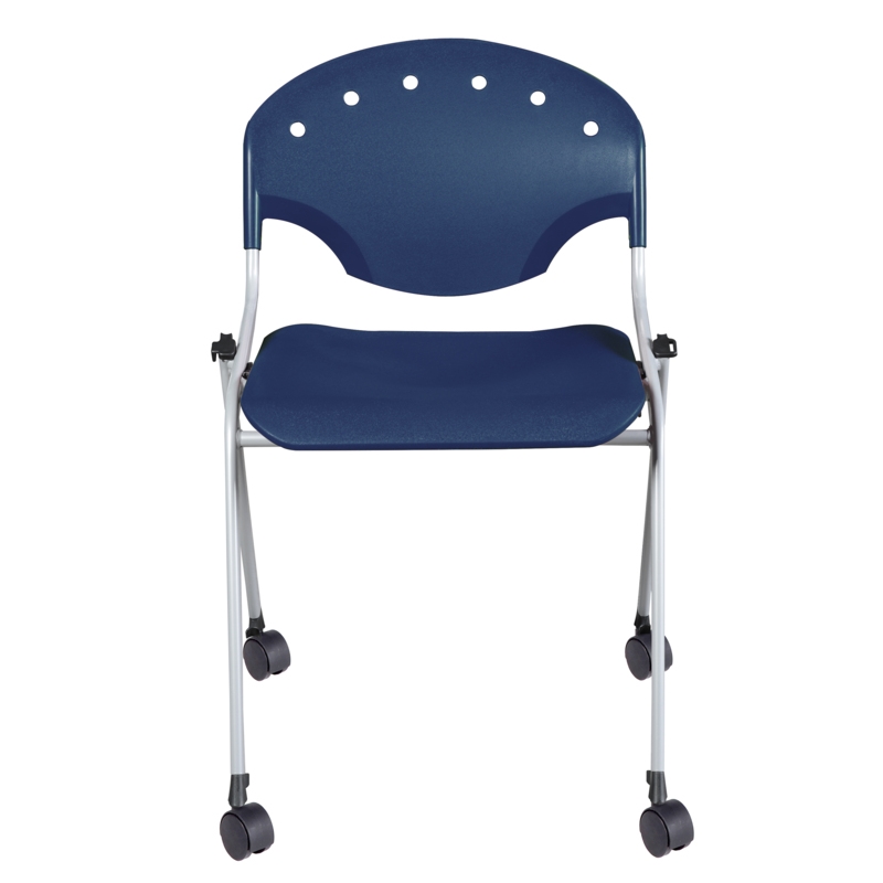 Regency Rico Classroom Training Mobile Stack Chair Armless - Navy Blue (4 Pack)