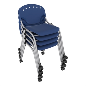 Regency Rico Classroom Training Mobile Stack Chair Armless - Navy Blue (4 Pack)