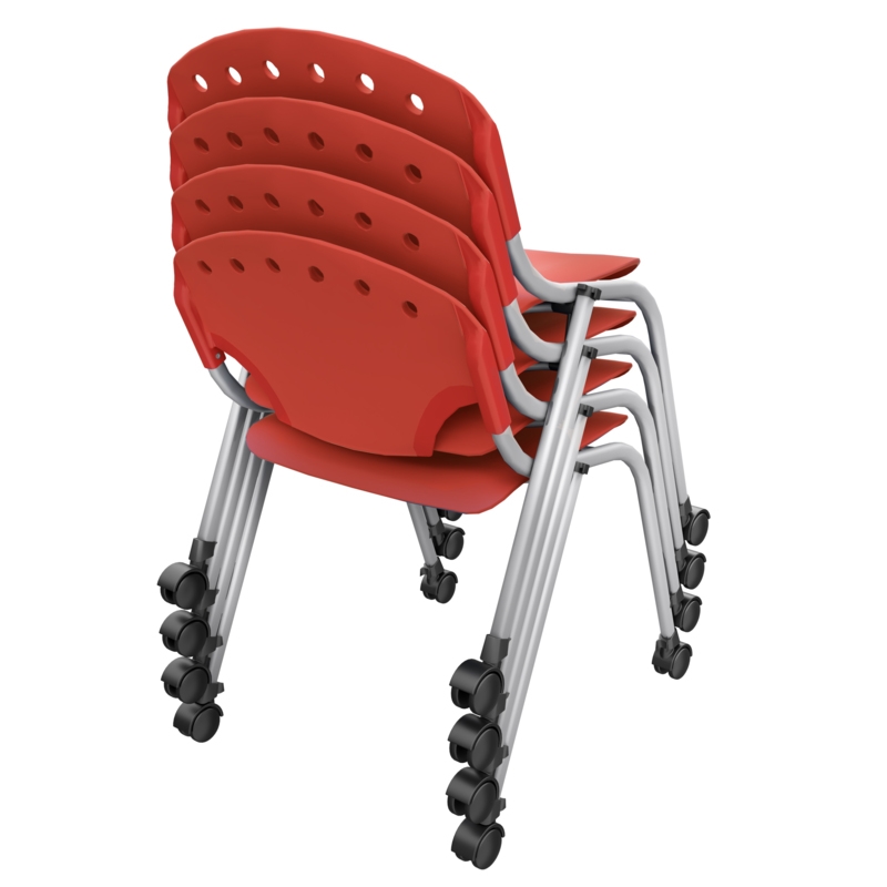Regency Rico Classroom Training Mobile Stack Chair Armless - Red (4 Pack)