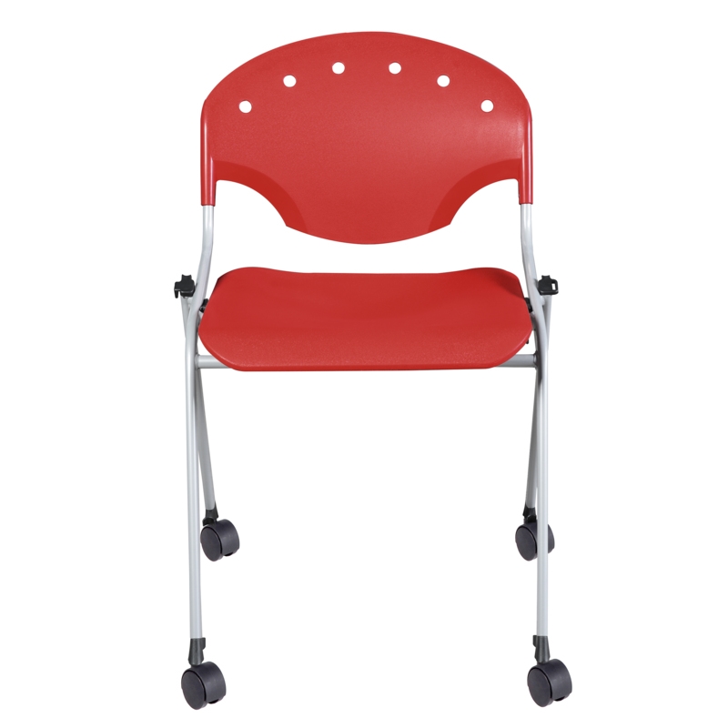 Regency Rico Classroom Training Mobile Stack Chair Armless - Red (4 Pack)