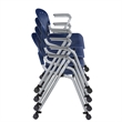 Regency Rico Classroom Mobile Stack Chair with Arms - Navy Blue  (4 Pack)