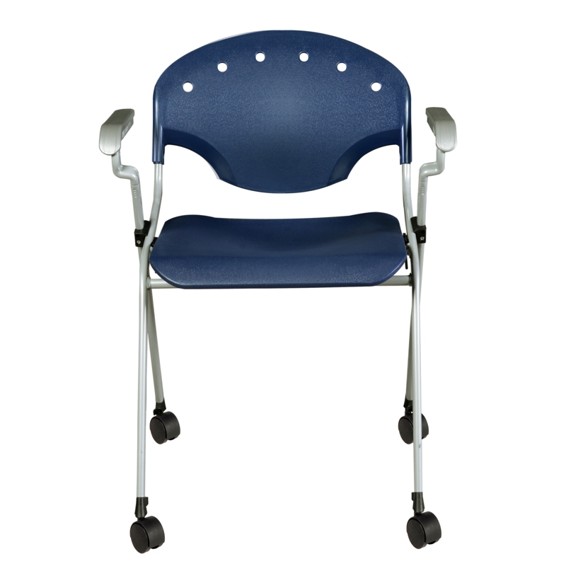Regency Rico Classroom Mobile Stack Chair with Arms - Navy Blue  (4 Pack)