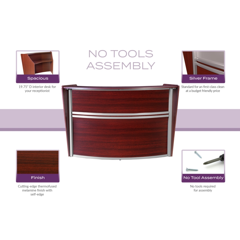Marque Curved ADA Compliant Reception Station Standalone or Add-On- Mahogany