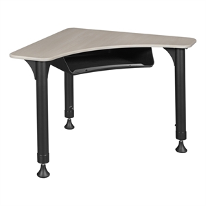 Regency 28&quot Boomerang Height Adjustable School Desk w/ Book Storage- Maple