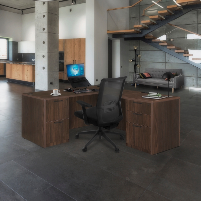 Regency Legacy 60 x 65 in. Executive L Desk Shell- Neo Walnut
