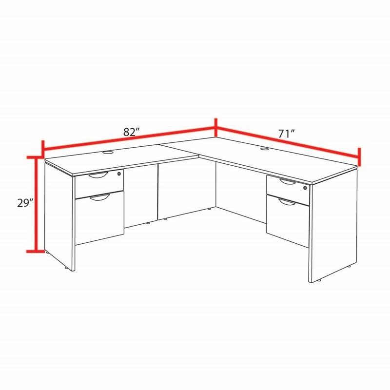 Regency Legacy 71 x 82 in. Executive L Desk Shell- Neo Walnut