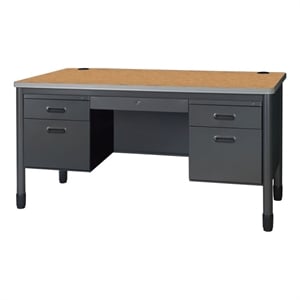 Regency Mesa Steel Teacher's Office Desk with Drawer 60&quotx30&quot - Medium Oak