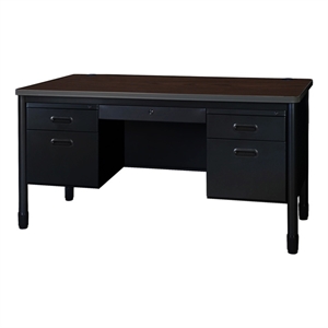 Regency Mesa Steel Teacher's Office Desk w/ Drawer 60&quotx30&quot- Neo Walnut/Black