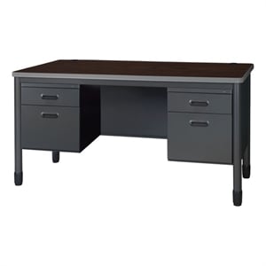 Regency Mesa Steel Double Pedestal Teacher's Office Desk 60&quot x 30&quot - Neo Walnut