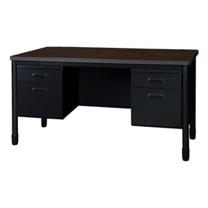 Regency Mesa Steel Teacher's Office Desk 60&quot x 30&quot - Neo Walnut Top/Black Base