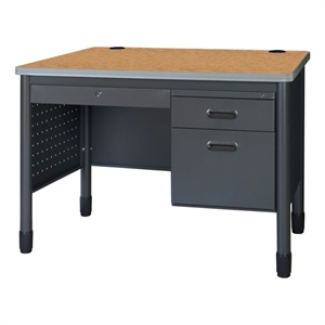 Regency Mesa Steel Teacher's Office Desk with Drawer 48&quot x 30&quot - Medium Oak