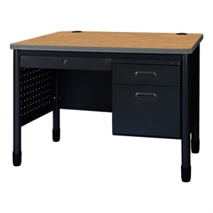 Regency Mesa Steel Teacher's Office Desk with Drawer 48&quot x 30&quot -Medium Oak/Black