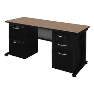 Regency Fusion 72 x 30&quot Teachers Desk w/ Double Pedestal Drawer Unit- Noble Oak