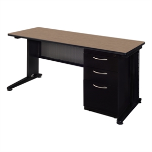 Regency Fusion 66 x 30 Teachers Desk with Single Pedestal Drawer Unit- Noble Oak