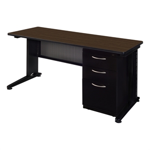 Regency Fusion 66 x 30 Teachers Desk w/ Single Pedestal Drawer Unit- Neo Walnut