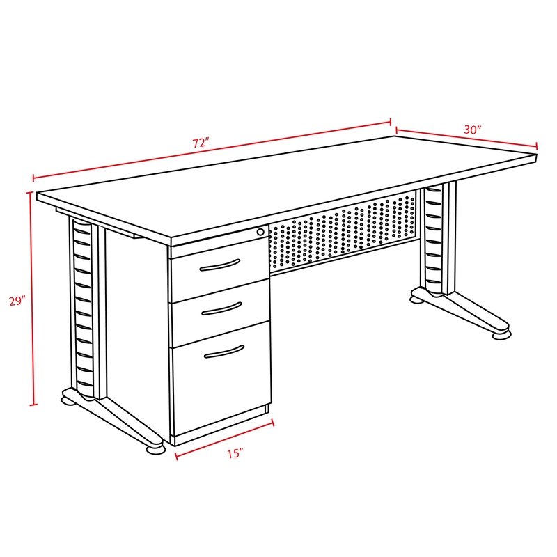 Regency Fusion 72 x 30 Teachers Desk w/ Single Pedestal Drawer Unit- Neo Walnut