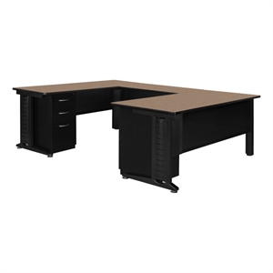 Regency Fusion 72 x 96&quot U Shaped Desk with Double Pedestal Drawer Unit-Noble Oak